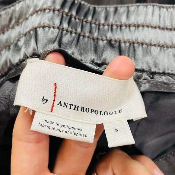 Anthropologie High Waist Metallic Shimmer Utility Cargo Joggers Sage Army Green - Picture 9 of 15